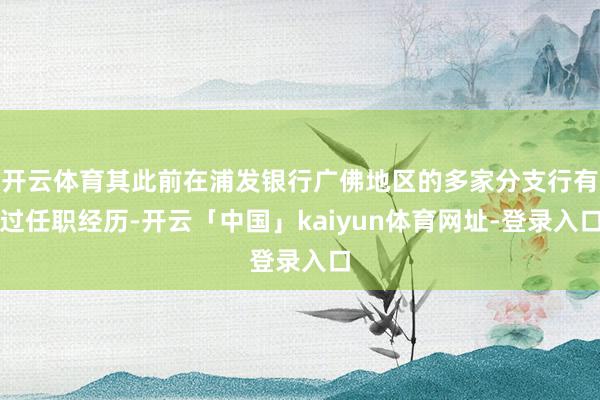 开云体育其此前在浦发银行广佛地区的多家分支行有过任职经历-开云「中国」kaiyun体育网址-登录入口