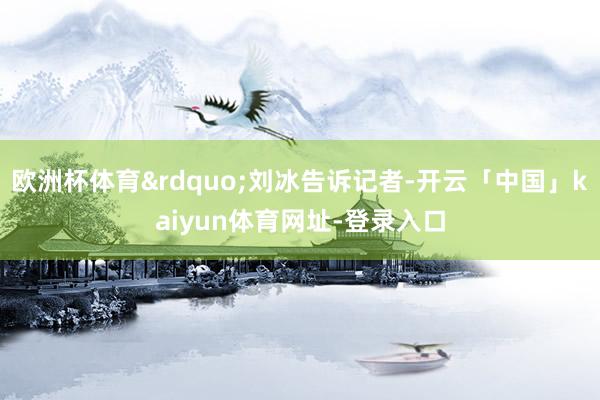 欧洲杯体育&rdquo;刘冰告诉记者-开云「中国」kaiyun体育网址-登录入口