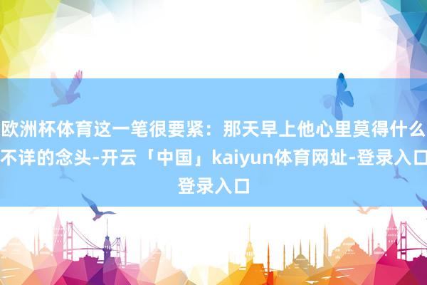 欧洲杯体育这一笔很要紧：那天早上他心里莫得什么不详的念头-开云「中国」kaiyun体育网址-登录入口
