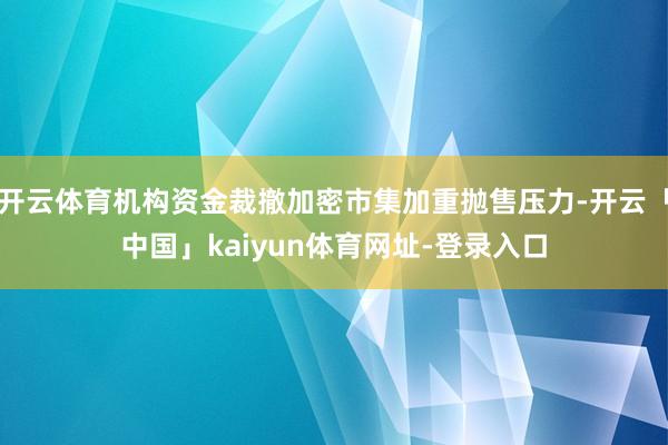 开云体育机构资金裁撤加密市集加重抛售压力-开云「中国」kaiyun体育网址-登录入口